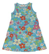 Světlemodro-farebné kvetované bavlnené šaty H&M