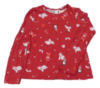 Červené pyžamové triko s ledními medvědy H&M