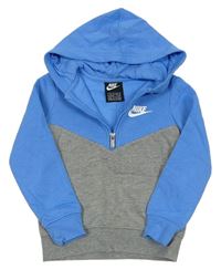 Sivo-modrá mikina s vreckom Nike