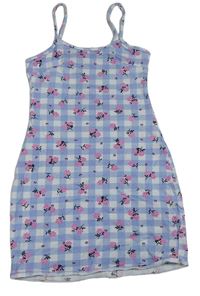 Modro-biele kockované šaty s kvietkami New Look