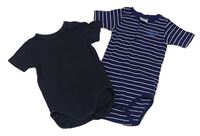 2x - Tmavomodré + tmavomodro-bílé pruhované body