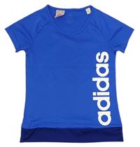 Modro-tmavomodré funkční sportovní tričko s logem Adidas