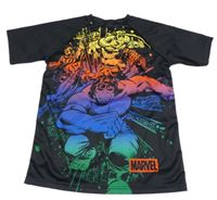 Černé sportovní tričko s hrdiny Marvel
