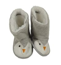 Šedé chlupaté válenky s tučňákem vel. 20