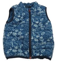 Tmavomodrá šušťáková prešívaná zateplená vesta s nápismi Name it