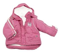 Ružovo-biela šušťáková zimná bunda s kapucňou Kiki&Koko