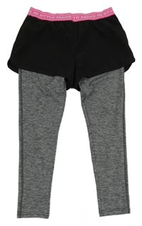 Šedé sportovní legíny s našitými černými kraťasy Ergeenomix 