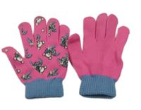 Růžovo-modré pletené prstové rukavice se Stitchem 