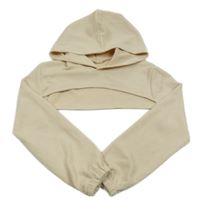 Smotanová strukturovaná crop mikina s kapucňou