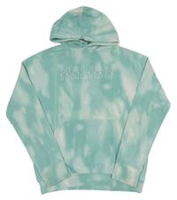 Mátovo-bílá batikovaná mikina s nápisem a kapucí H&M