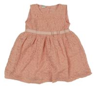 Broskvové čipkové šaty Name it