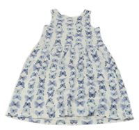 Smetanovo-modré bavlnené šaty s motýlikmi H&M