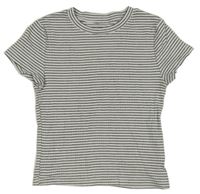 Bielo-čierne rebrované crop tričko H&M