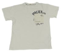 Biele tričko s nápisom a vreckom Breeze