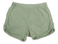 Khaki bavlněné žebrované kraťasy Zara