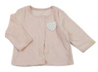 Svetloružová zamatová prepínaci mikina so srdiečkom George