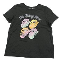Antracitové hudební tričko s potiskem - The Rolling Stones Primark