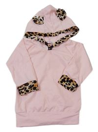 Broskvová mikina s leopardími lemy a kapucňou Vogue