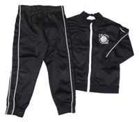 2set - Černá propínací sportovní mikina s míčem a kapucí + kalhoty H&M