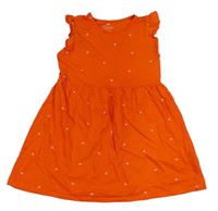Tmavooranžové šaty s třešničkami a volánikmi H&M