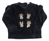 Čierna plyšová mikina s Minnie a volánikmi Disney