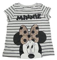 Světlešedo-černé pruhované melírované tričko s Minnie H&M