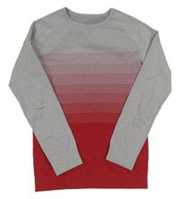 Sivo-červené melírované funkčné športové tričko s pruhmi zn. crivit