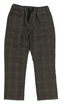 Černo-hnědo-modré kostkované melírované chino kalhoty Next