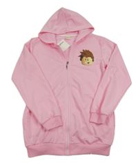 Nové - růžová propínací mikina s lego figurkou - Roblox a kapucí 