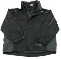 Čierno-tmavosivá šušťáková jarná bunda s ukrývací kapucňou POCOPIANO