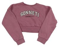 Starorůžová crop mikina s logem Sonneti