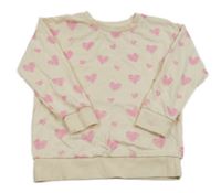 Smotanová mikina s ružovými srdiečkami St. Bernard