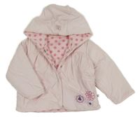 Svetloružová menšestrová zateplená bunda s kvetmi a kapucňou M&S