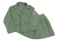 2Set - Olivové menšestrové sako + sukňa