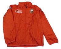 Červená šušťáková jarná futbalová bunda so znakom a ukrývací kapucňou Kappa