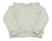 Biela mikina s volániky s madeirou