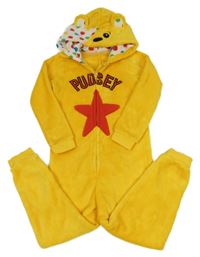 Žltá plyšová kombinéza s kapucí - medvídek Pudsey George