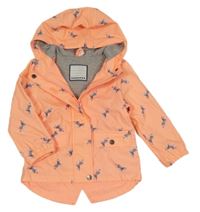 Neónově korálová bodkovaná á nepromokavá jarná parka so zebrami a kapucňou Topolino