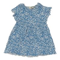 Modro-biele kvietkovane mačkané šaty lupilu