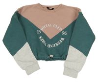 Starorůžovo-šalvějovo-světlešedá crop mikina s nápisy New Look