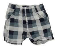 Tmavomodro-břidlicovo-bílé kostkované plátěné kraťasy Topomini