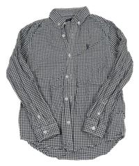 Tmavomodro-biela kockovaná košeľa s výšivkou Next