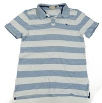 Modro-bílé pruhované melírované polo tričko s výšivkou H&M
