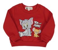 Červená tepláková mikina s Tomem a Jerrym