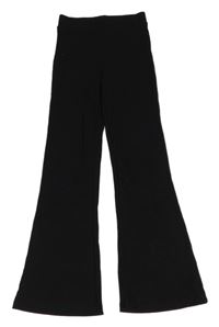 Čierne rebrované flare nohavice H&M
