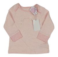 Nové - svetloružová -biele pruhované melírované pyžamové tričko s králíčky Mothercare