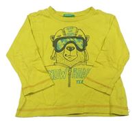 Olivové tričko s medvěďom Benetton