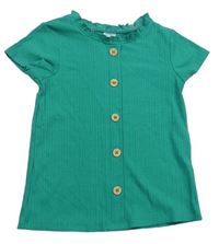 Zelené rebrované tričko s gombíky Palomino
