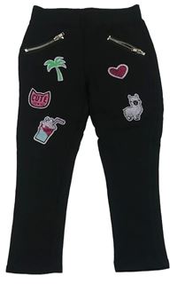 Čierne tregíny s obrázkami a zipy Kiki&Koko