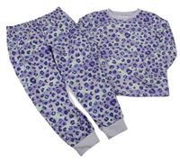Lila-mátové batikované pyžamo s leopardím vzorem F&F